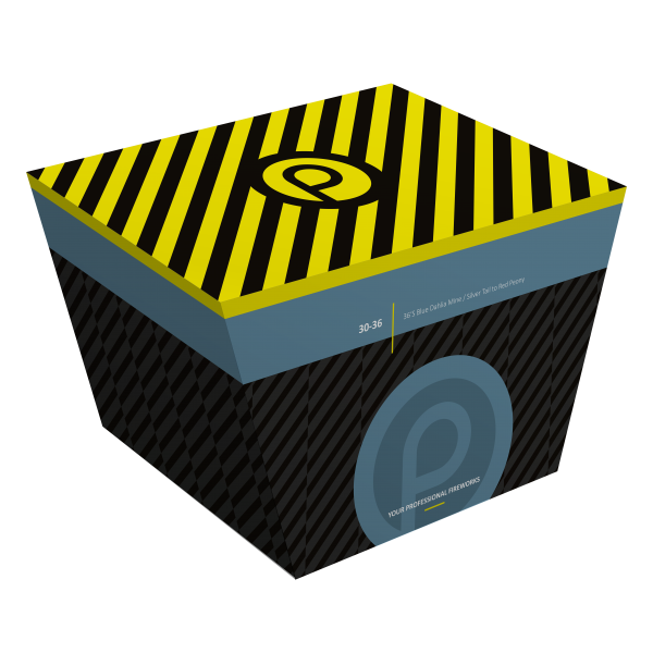 Blue Dahlia Mine W / Silver Tail to Red Peony